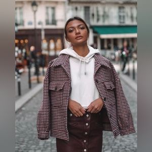 Suncoo pink and brown check jacket, size 0